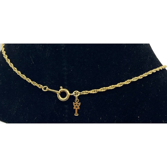 Vintage Crown Trifari Gold Tone Abstract Bird Eagle Seagull X Cross Art Necklace - Picture 2 of 2